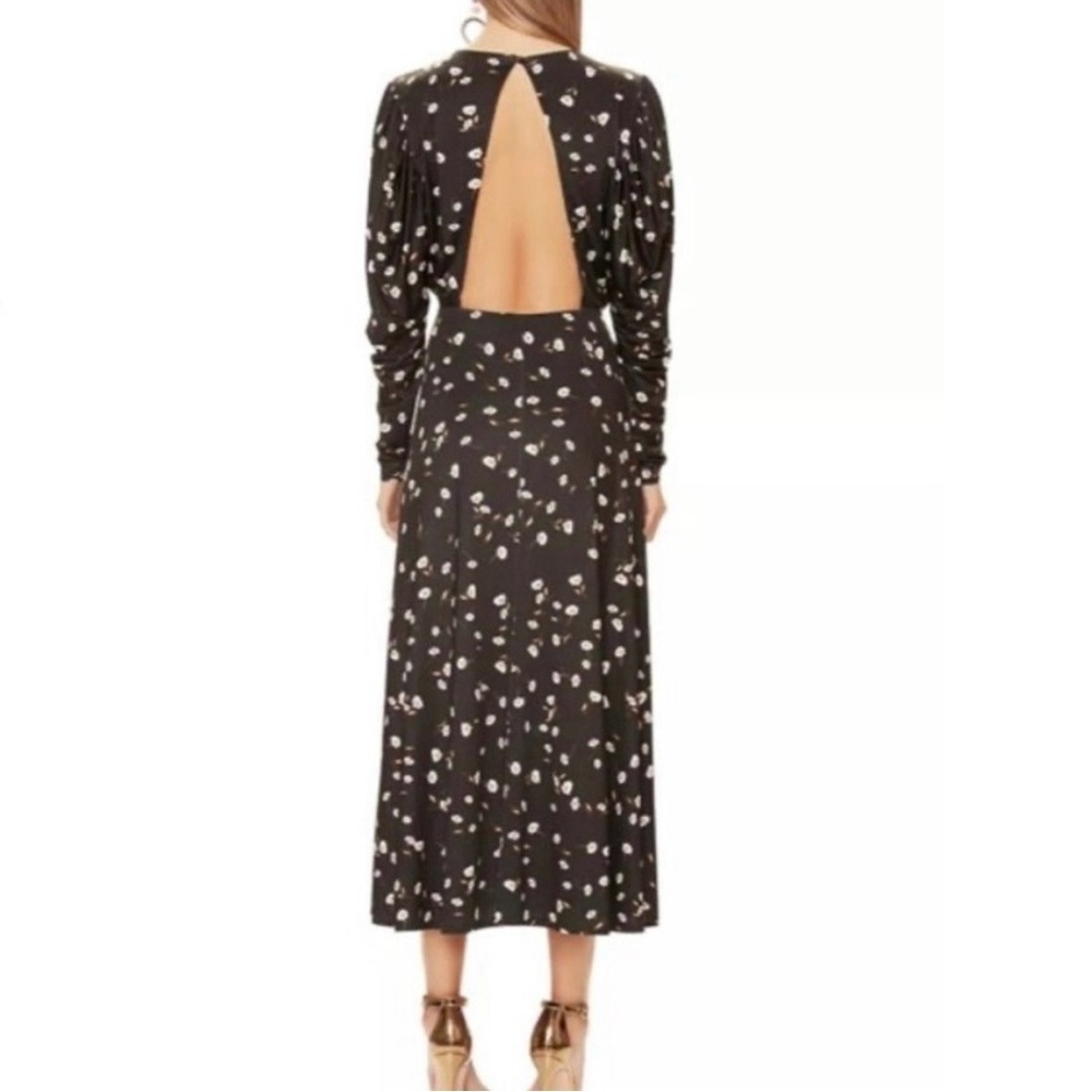 AFRM Zane Noir Spring Floral Open Back Midi Dress Size XS - Picture 3 of 15